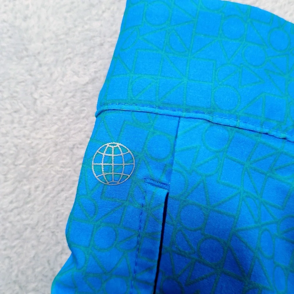 Adidas Mens Golf Shorts Blue 34 Geometric Pattern Performance Stretch